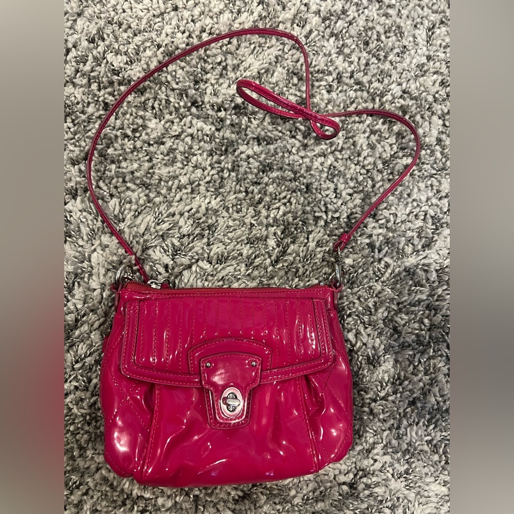 Coach Dark Pink/Fuchsia Patent Leather Crossbody